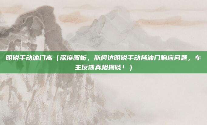 明锐手动油门高（深度解析，斯柯达明锐手动挡油门响应问题，车主反馈真相揭晓！）