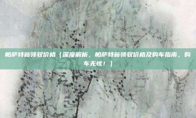 帕萨特新领驭价格(深度解析,帕萨特新领驭价格及购车指南,购车无忧!)