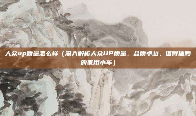 大众up质量怎么样(深入解析大众UP质量,品质卓越,值得信赖的家用小车)