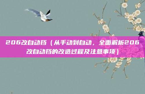 206改自动挡(从手动到自动,全面解析206改自动挡的改造过程及注意事项)