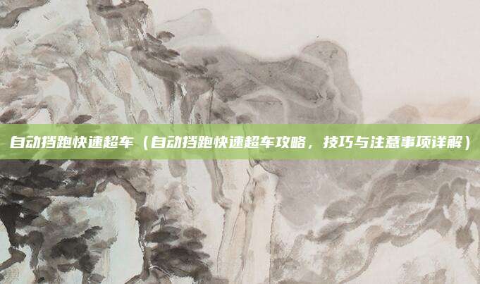 自动挡跑快速超车(自动挡跑快速超车攻略,技巧与注意事项详解)