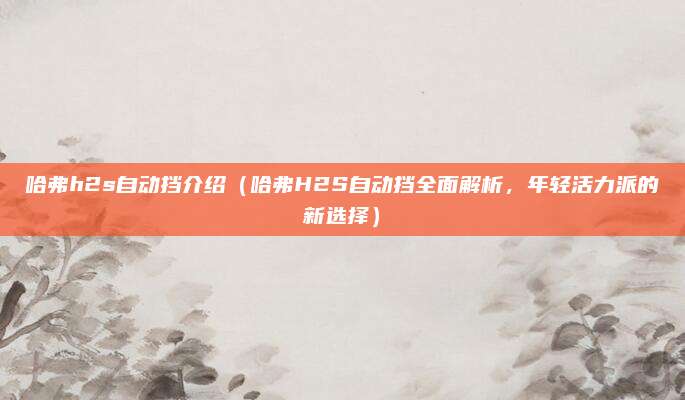 哈弗h2s自动挡介绍(哈弗H2S自动挡全面解析,年轻活力派的新选择)