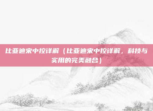 比亚迪宋中控详解(比亚迪宋中控详解,科技与实用的完美融合)