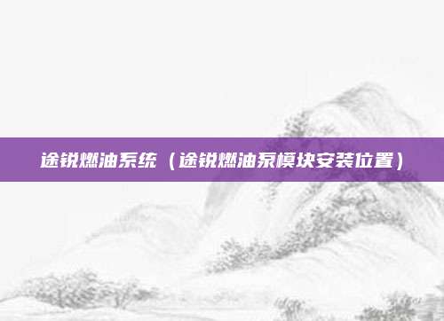 途锐燃油系统(途锐燃油泵模块安装位置)