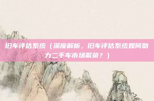 旧车评估系统（深度解析，旧车评估系统如何助力二手车市场繁荣？）