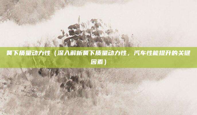 簧下质量动力性(深入解析簧下质量动力性,汽车性能提升的关键因素)