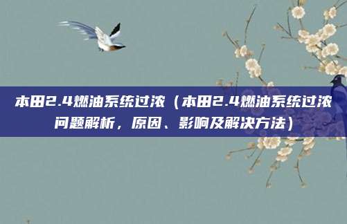 本田2.4燃油系统过浓（本田2.4燃油系统过浓问题解析，原因、影响及解决方法）