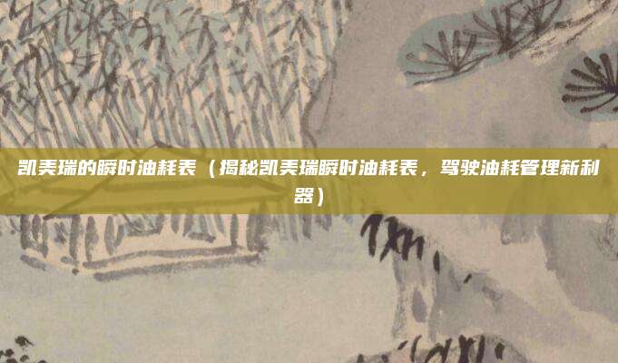 凯美瑞的瞬时油耗表(揭秘凯美瑞瞬时油耗表,驾驶油耗管理新利器)