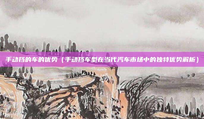 手动挡的车的优势(手动挡车型在当代汽车市场中的独特优势解析)