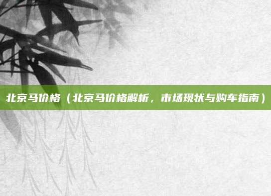 北京马价格（北京马价格解析，市场现状与购车指南）