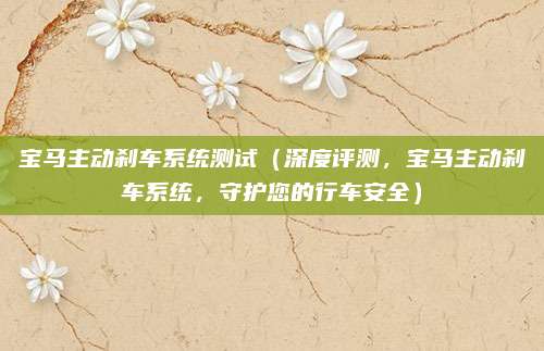 宝马主动刹车系统测试（深度评测，宝马主动刹车系统，守护您的行车安全）