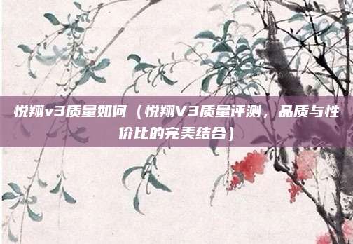 悦翔v3质量如何（悦翔V3质量评测，品质与性价比的完美结合）