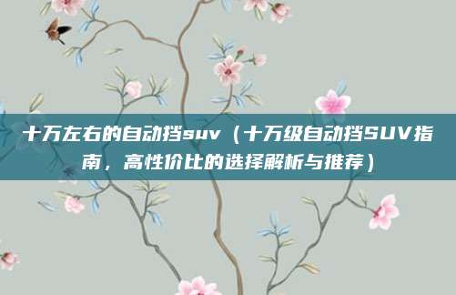 十万左右的自动挡suv(十万级自动挡SUV指南,高性价比的选择解析与推荐)