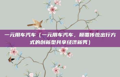 一元用车汽车（一元用车汽车，颠覆传统出行方式的创新型共享经济新秀）