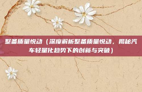 整备质量悦动（深度解析整备质量悦动，揭秘汽车轻量化趋势下的创新与突破）