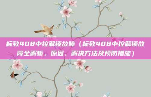 标致408中控解锁故障（标致408中控解锁故障全解析，原因、解决方法及预防措施）