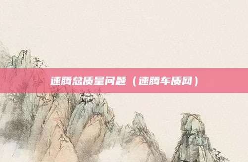 速腾总质量问题(速腾车质网)