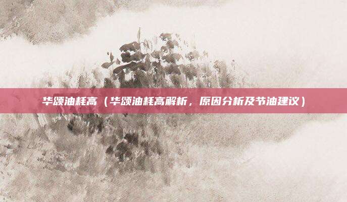 华颂油耗高(华颂油耗高解析,原因分析及节油建议)