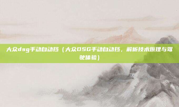 大众dsg手动自动挡(大众DSG手动自动挡,解析技术原理与驾驶体验)