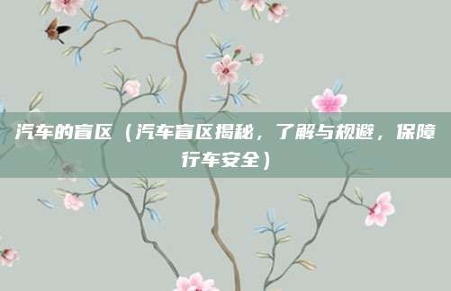 汽车的盲区(汽车盲区揭秘,了解与规避,保障行车安全)