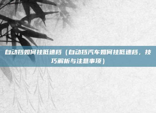 自动挡如何挂低速档(自动挡汽车如何挂低速档,技巧解析与注意事项)