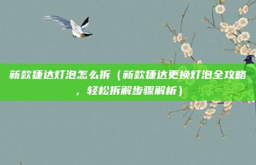 新款捷达灯泡怎么拆(新款捷达更换灯泡全攻略,轻松拆解步骤解析)