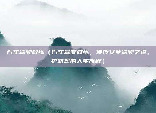 汽车驾驶教练(汽车驾驶教练,传授安全驾驶之道,护航您的人生旅程)
