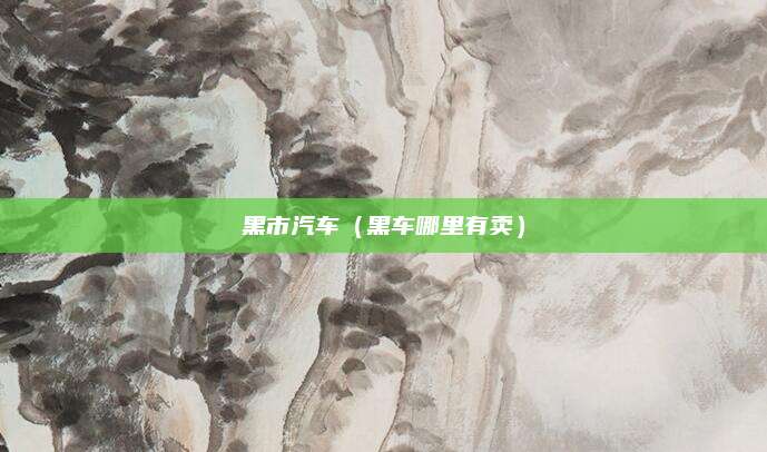 黑市汽车（黑车哪里有卖）