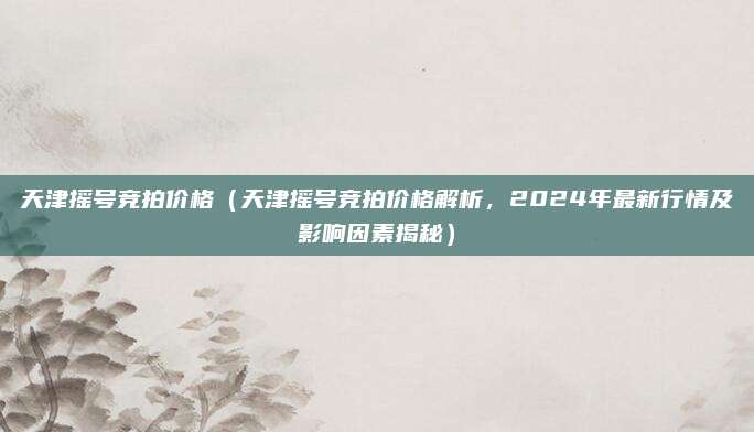 天津摇号竞拍价格(天津摇号竞拍价格解析,2024年最新行情及影响因素揭秘)