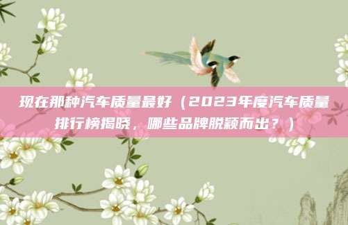 现在那种汽车质量最好（2023年度汽车质量排行榜揭晓，哪些品牌脱颖而出？）