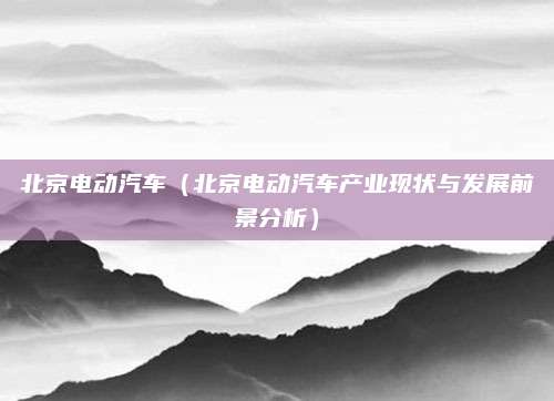 北京电动汽车(北京电动汽车产业现状与发展前景分析)
