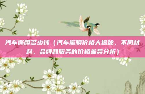 汽车撕膜多少钱(汽车撕膜价格大揭秘,不同材料、品牌和服务的价格差异分析)