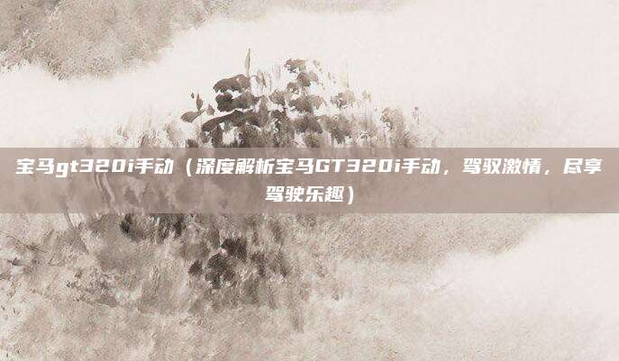 宝马gt320i手动（深度解析宝马GT320i手动，驾驭激情，尽享驾驶乐趣）