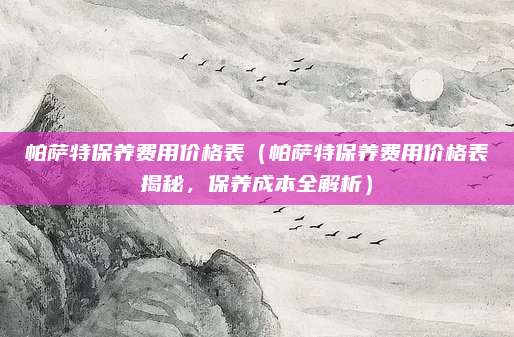 帕萨特保养费用价格表(帕萨特保养费用价格表揭秘,保养成本全解析)