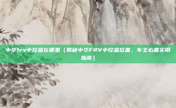 中华frv中控盒在哪里（揭秘中华FRV中控盒位置，车主必备实用指南）