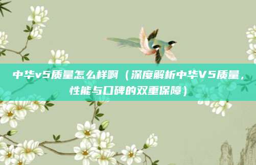 中华v5质量怎么样啊(深度解析中华V5质量,性能与口碑的双重保障)