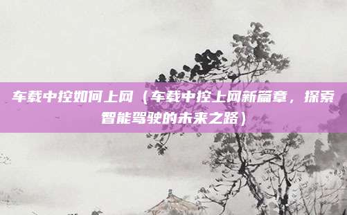 车载中控如何上网(车载中控上网新篇章,探索智能驾驶的未来之路)