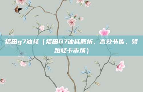 福田g7油耗(福田G7油耗解析,高效节能,领跑轻卡市场)