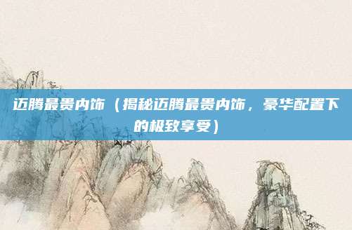 迈腾最贵内饰（揭秘迈腾最贵内饰，豪华配置下的极致享受）