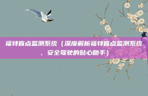 福特盲点监测系统(深度解析福特盲点监测系统,安全驾驶的贴心助手)