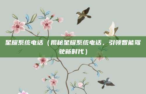 星耀系统电话(揭秘星耀系统电话,引领智能驾驶新时代)
