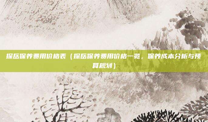 探岳保养费用价格表(探岳保养费用价格一览,保养成本分析与预算规划)