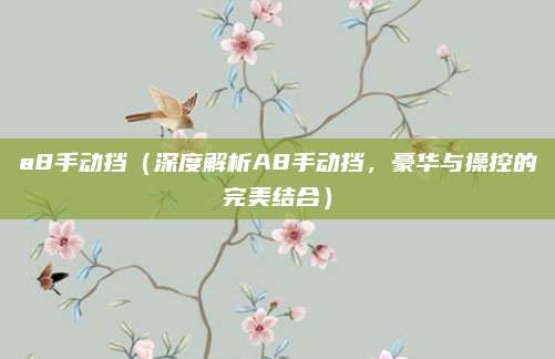 a8手动挡（深度解析A8手动挡，豪华与操控的完美结合）