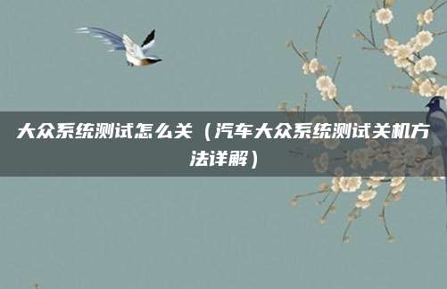 大众系统测试怎么关(汽车大众系统测试关机方法详解)