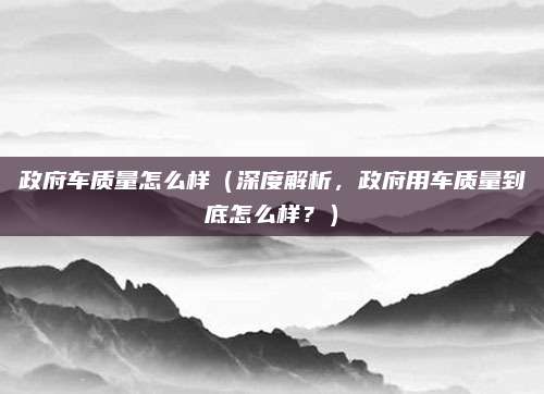 政府车质量怎么样（深度解析，政府用车质量到底怎么样？）