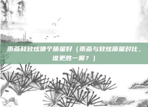 雨燕和致炫哪个质量好(雨燕与致炫质量对比,谁更胜一筹?)