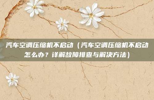 汽车空调压缩机不启动(汽车空调压缩机不启动怎么办?详解故障排查与解决方法)