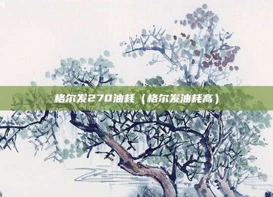 格尔发270油耗(格尔发油耗高)