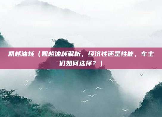 凯越油耗(凯越油耗解析,经济性还是性能,车主们如何选择?)