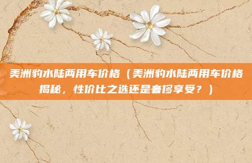 美洲豹水陆两用车价格(美洲豹水陆两用车价格揭秘,性价比之选还是奢侈享受?)